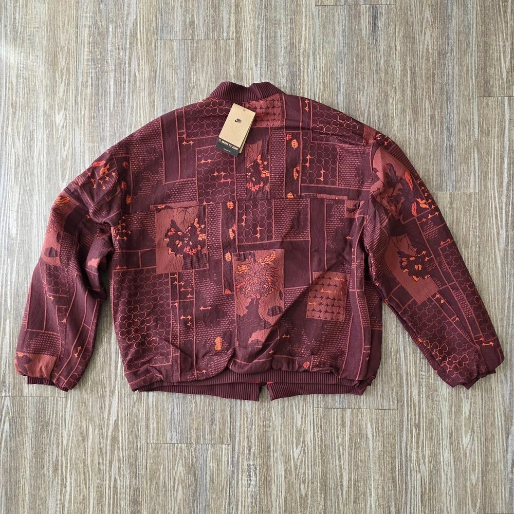 Nike Naomi Osaka Jacquard Jacket Burgundy Floral Gold Women's Medium FV7795-652 - Picture 13 of 13